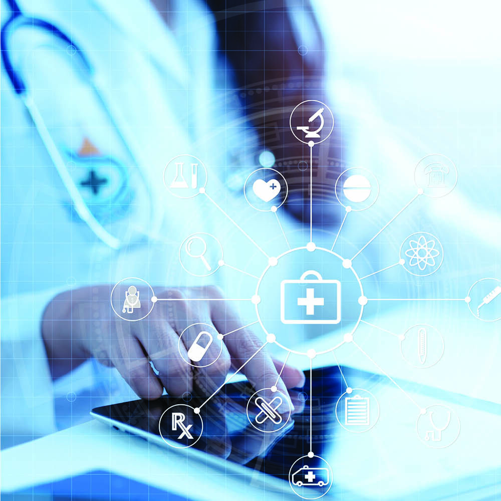Doctor using tablet